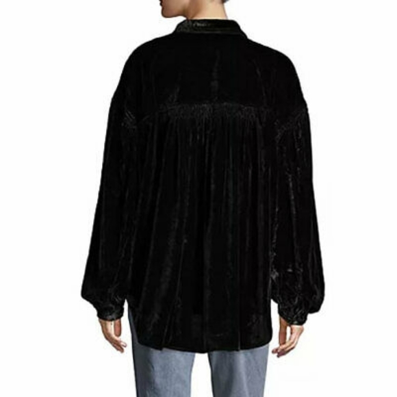 FREE PEOPLE La Luna Crushed Velvet Blouse - Picture 2 of 16